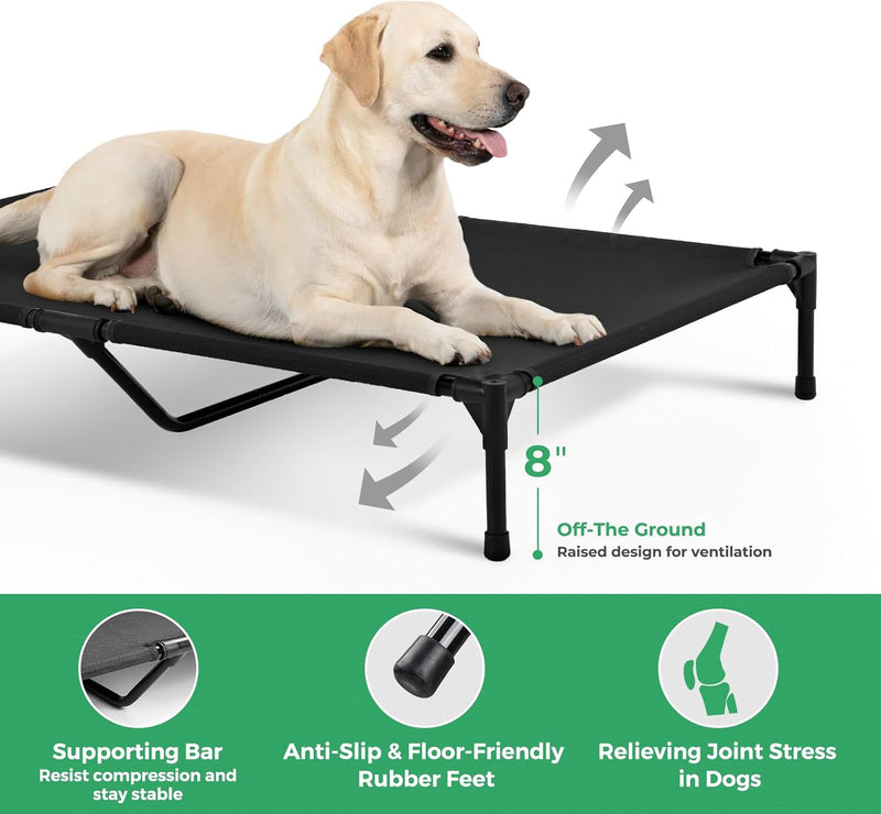 OhGeni | Elevated Dog Bed | 50 inches | XL | Black-zoom-