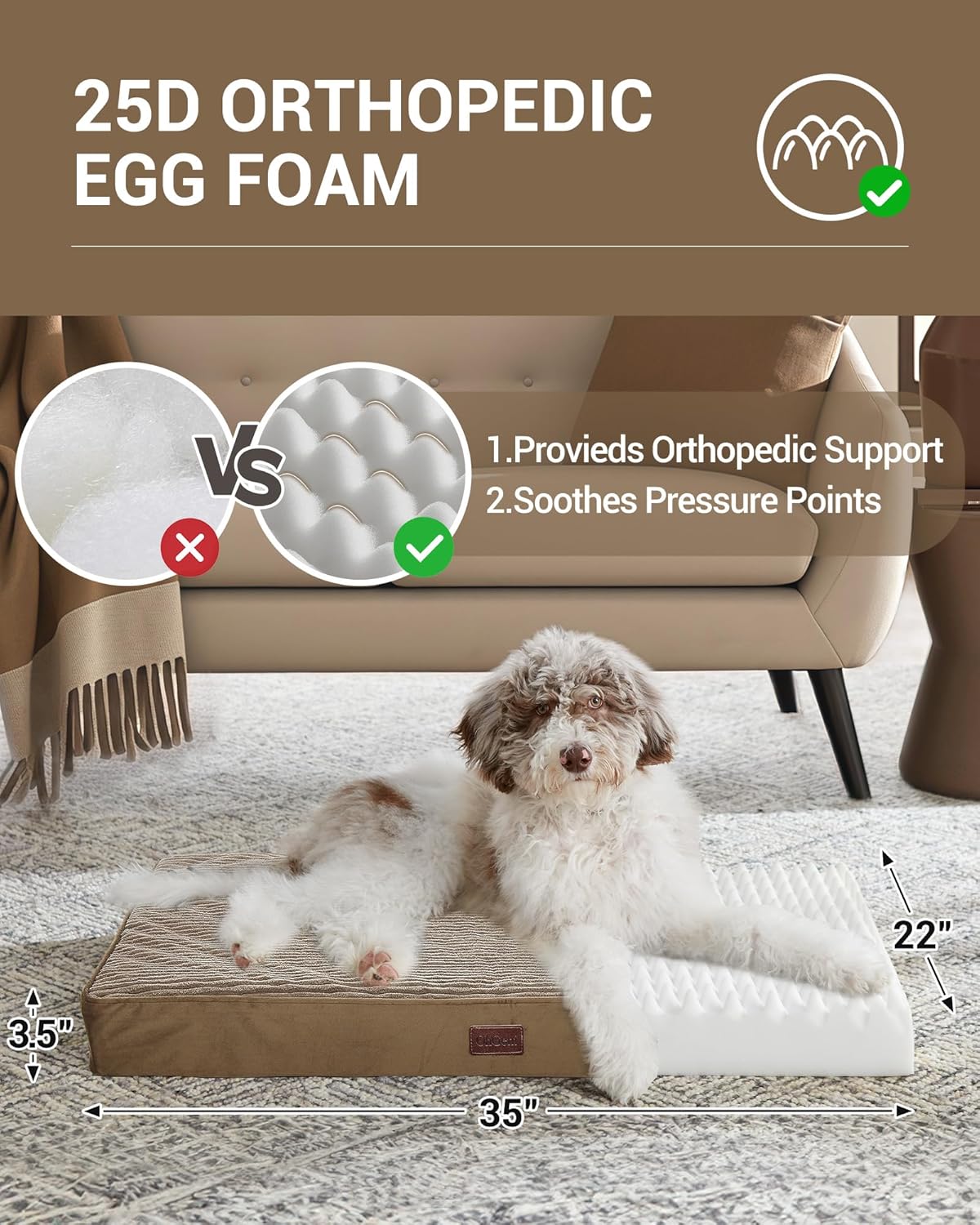 OhGeni | Dog Bed | 35 Inch | Coffee - aborderproducts