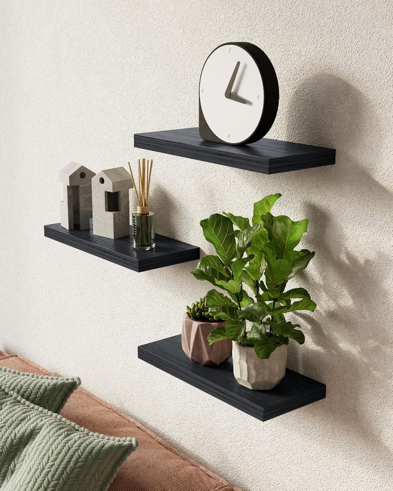 BAYKA | Floating Shelves | 15.7 in | 3-Piece | Black-zoom-