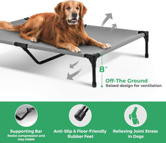 OhGeni | Elevated Dog Bed | 50 inches | XL | Gray - aborderproducts