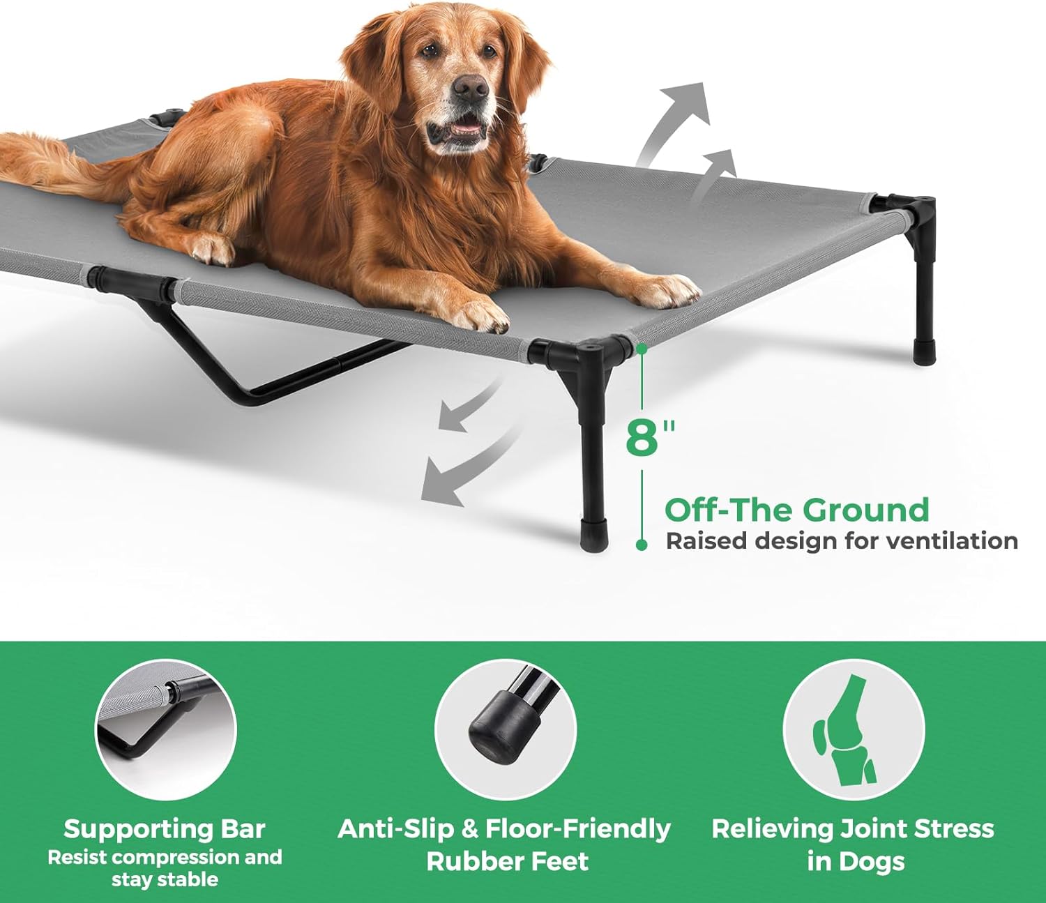 OhGeni | Elevated Dog Bed | 50 inches | XL | Gray - aborderproducts