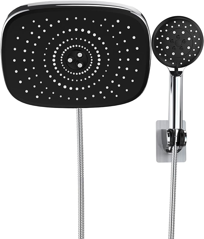 Veken 10 Inch Shower Head with Handheld, 2.5GPM High Pressure Showerhead Combo with 5 Handheld Water Spray Modes, Dual Shower Heads, Chrome-zoom-