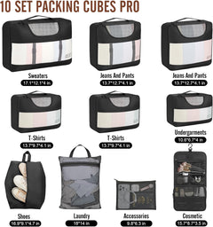 Veken | 10 Set | Packing Cube | Black - aborderproducts