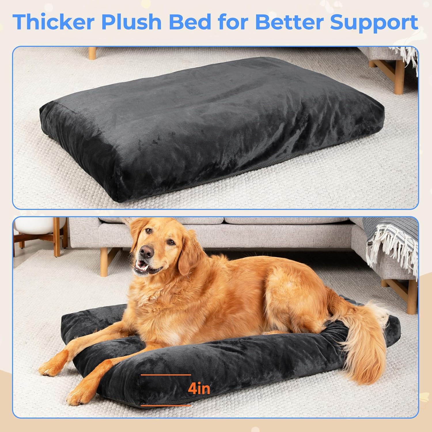 OhGeni | Plush Pet Bed | 41inch | Grey - aborderproducts