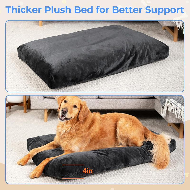 OhGeni | Plush Pet Bed | 41inch | Grey-zoom-