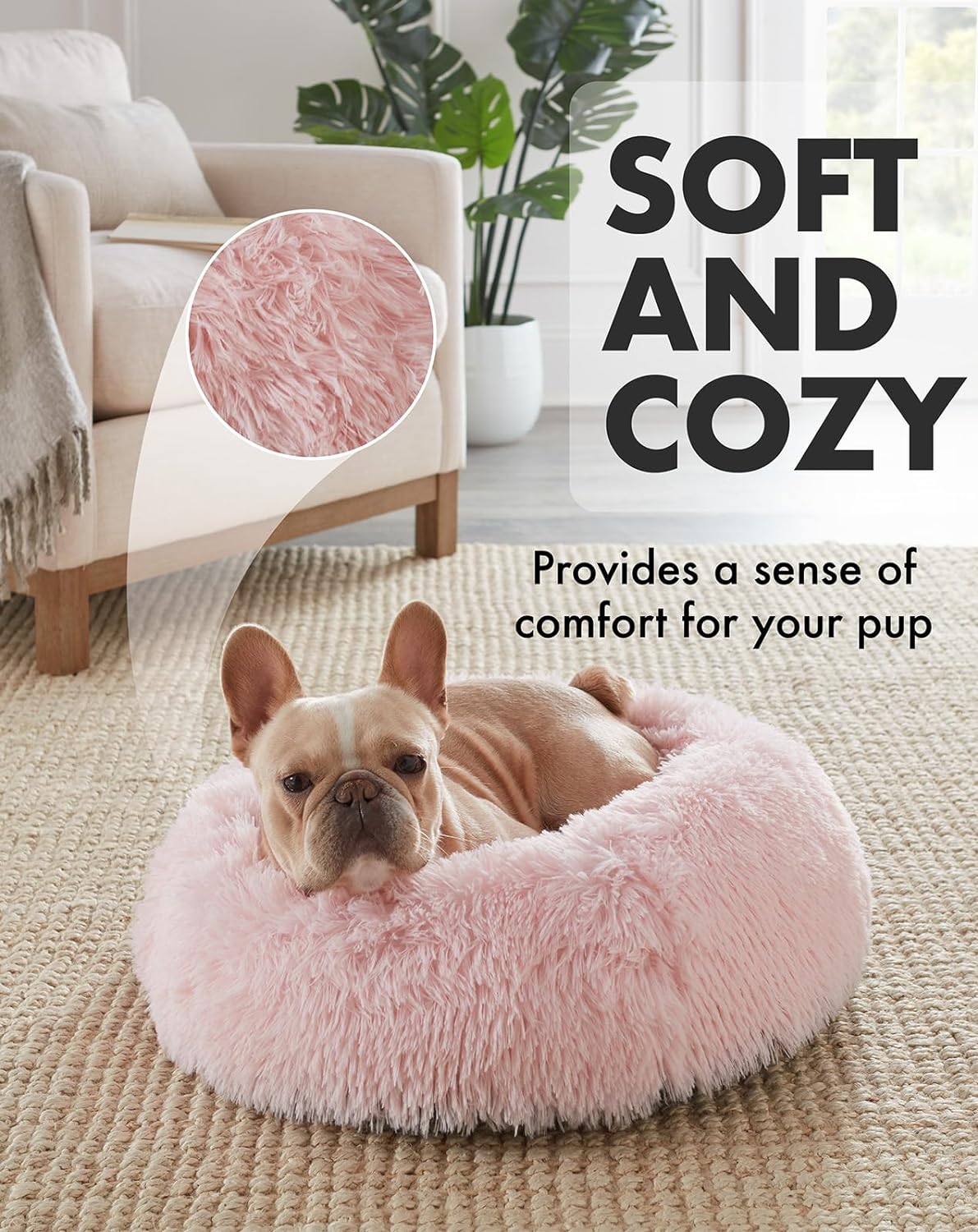 Calming Donut Bed for Dogs and Cats| Medium (23 x 23 x 7 Inch))|Pink|OhGeni - aborderproducts