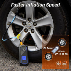 OlarHike Cordless Electric Tire Inflator Portable Air Compressor, Auto Air Pump for Car Tires,SUV,Bicycle, Bike,motorcycle,ball, Tire Inflator with Digital Pressure Gauge, Smart Pump with LED Light, Blue - aborderproducts