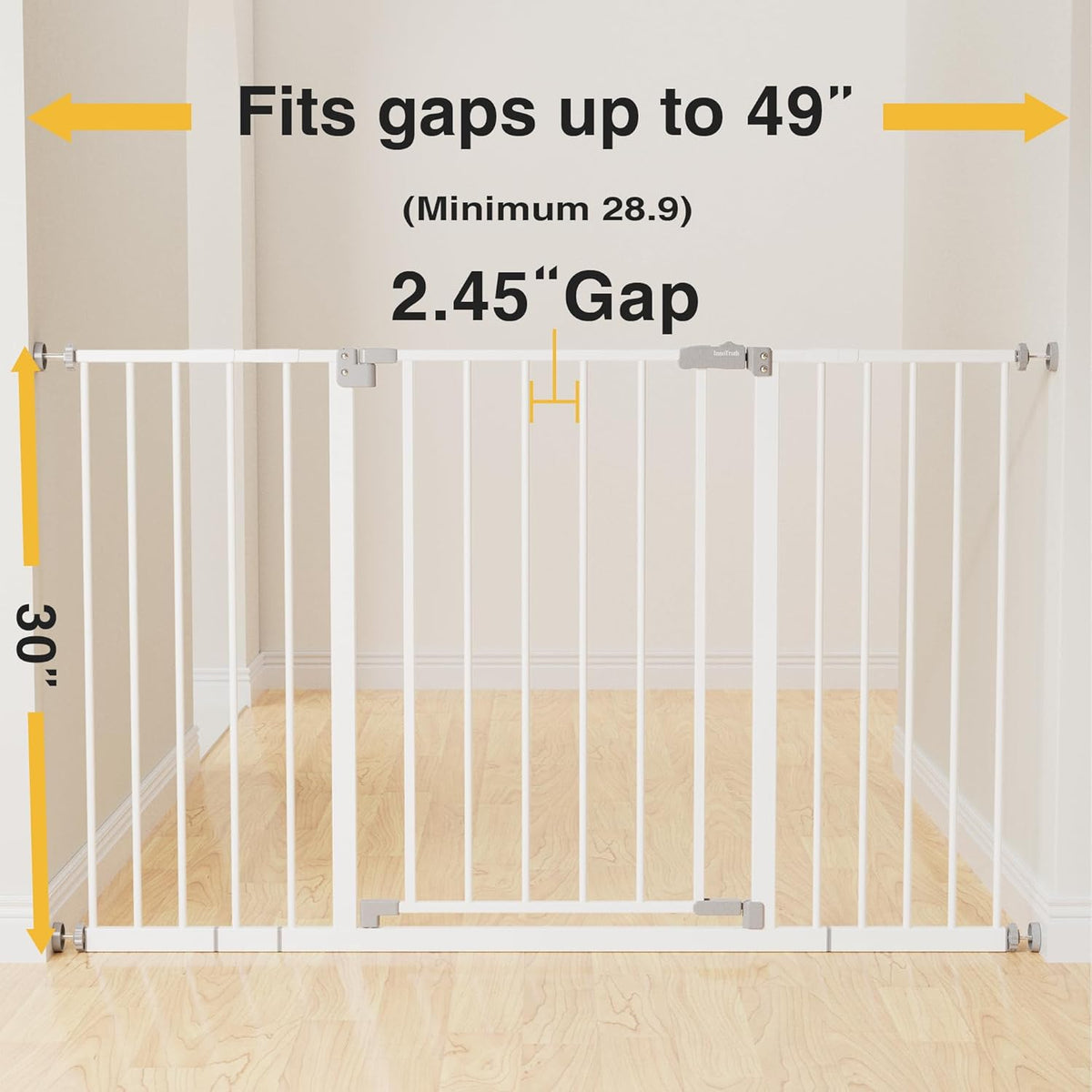 InnoTruth | Baby Gate | 28.9-49" W x 30" H | White