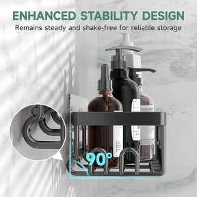 Veken Rustproof & Waterproof Shower Caddy 3-Pack, No Drilling Adhesive Shelves Rack with Soap Holder, Large Capacity Bathroom Organizers and Storage, Wall-Mounted Kitchen & Home Decor, Black - aborderproducts