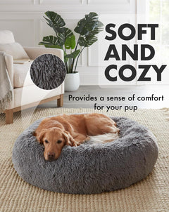 Calming Donut Bed for Dogs and Cats| X-Large (36 x 36 x 8 Inch)|Dark Gray|OhGeni - aborderproducts
