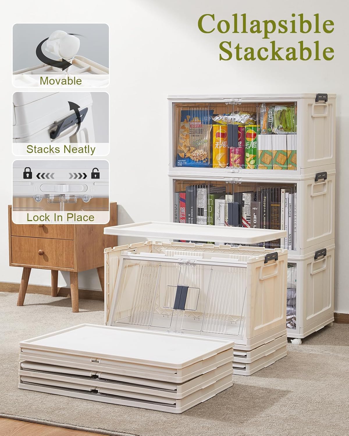 OlarHike | Storage Bins | 76QT | 3 Pack | Warm Gray - aborderproducts