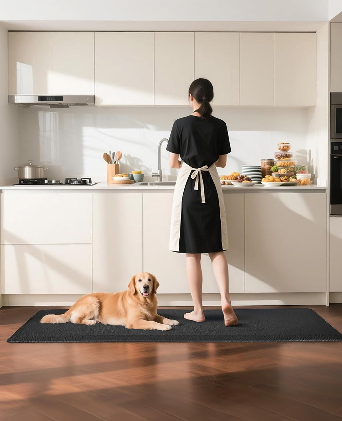 Ophanie | Anti Fatigue Standing Cushioned Mat | 24'' x 70'' | Black