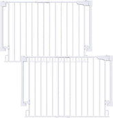 Cumbor 2 Pack 29.2-43" No Bottom Bar Baby Gate for Stairs, 2-in-1 Auto Close Dog Gate Indoor, Hardware Mounted Pet Gate for Doorways with Large Walk Thru Door, Child-Proof Safety Gate for Kids (White)