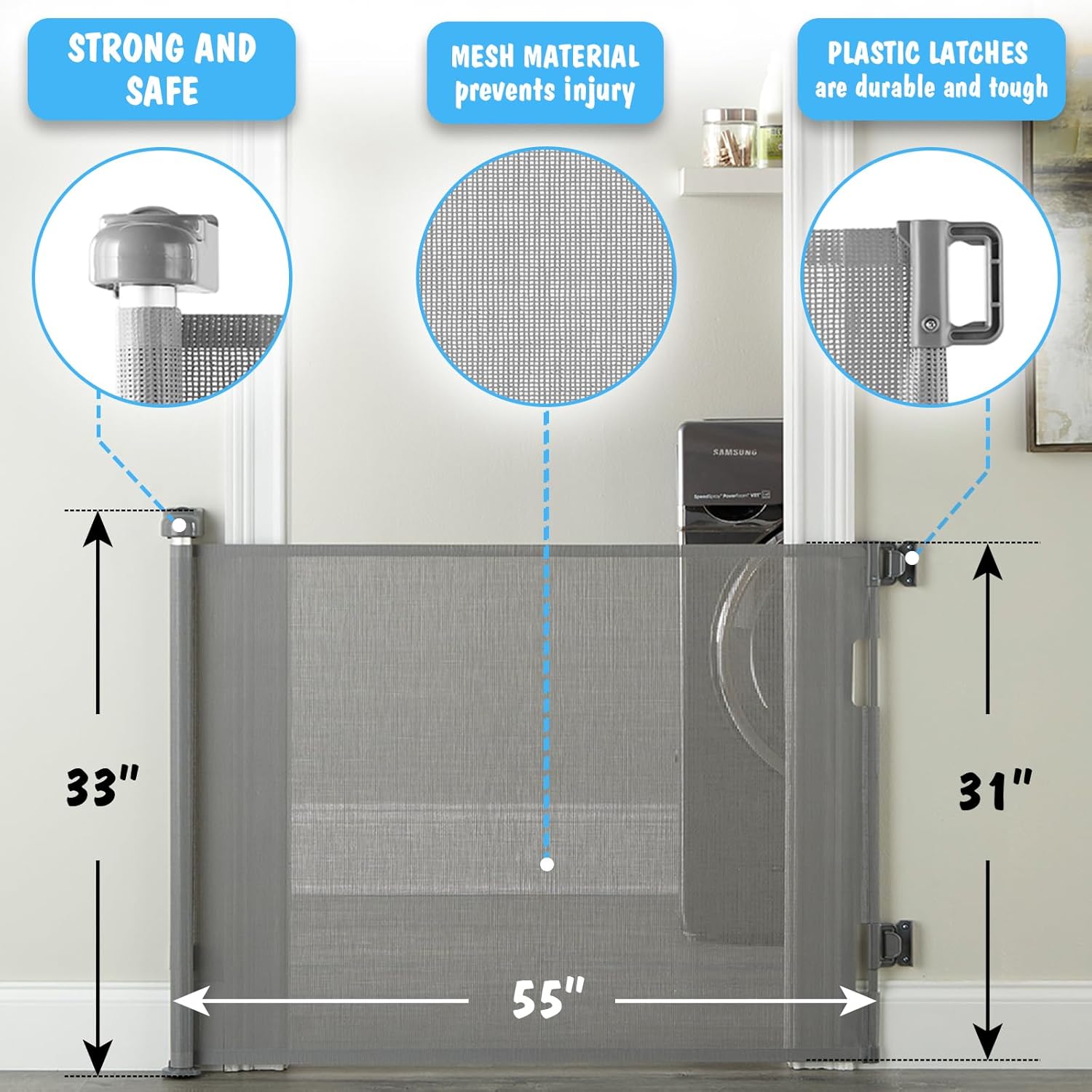 CUMBOR | MESH GATE | 33" Tall x 55" Wide| GRAY