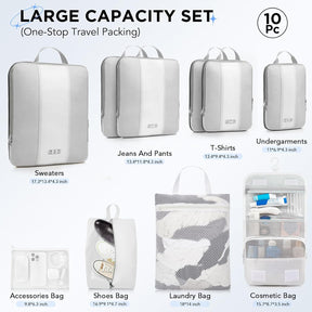 OlarHike | Compression Packing Cubes | 10 Set | White
