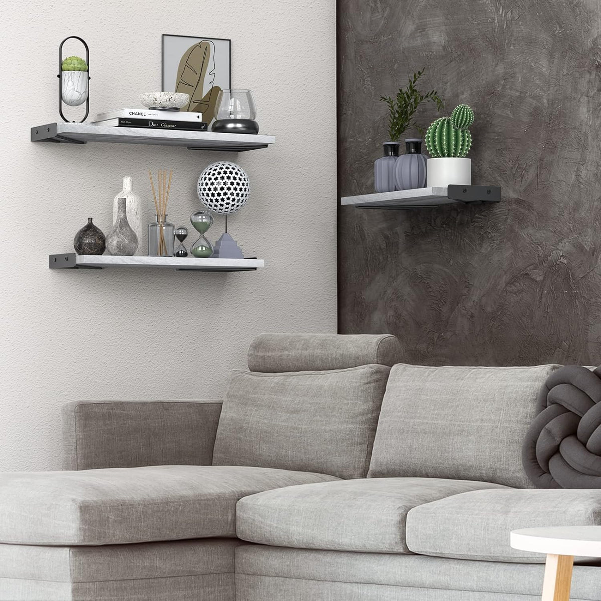 BAYKA Wall Shelves for Bedroom Decor, Floating Wall Shelves-3pcs-White