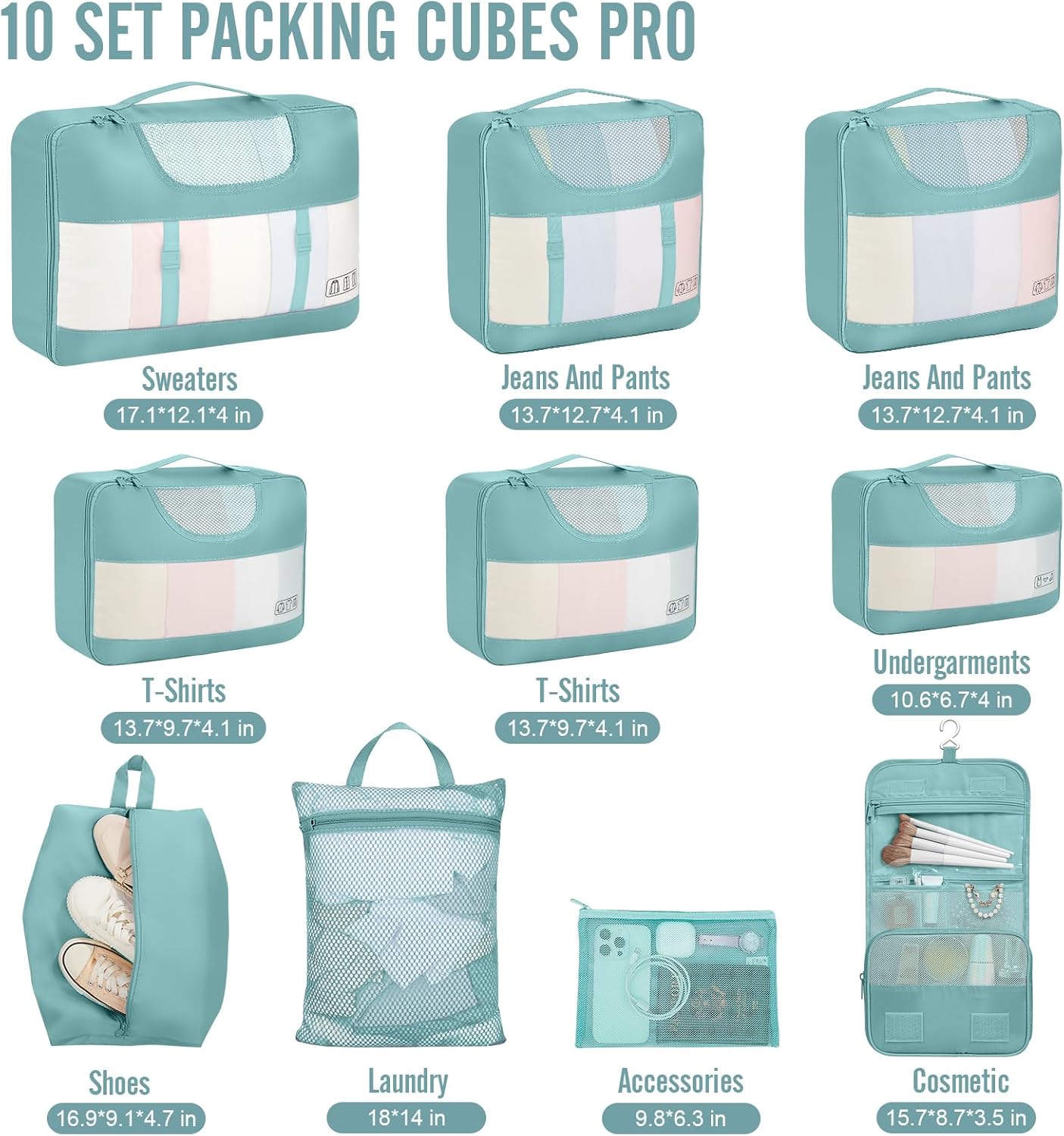 Veken | 10 Set | Packing Cube | Navy Gray - aborderproducts