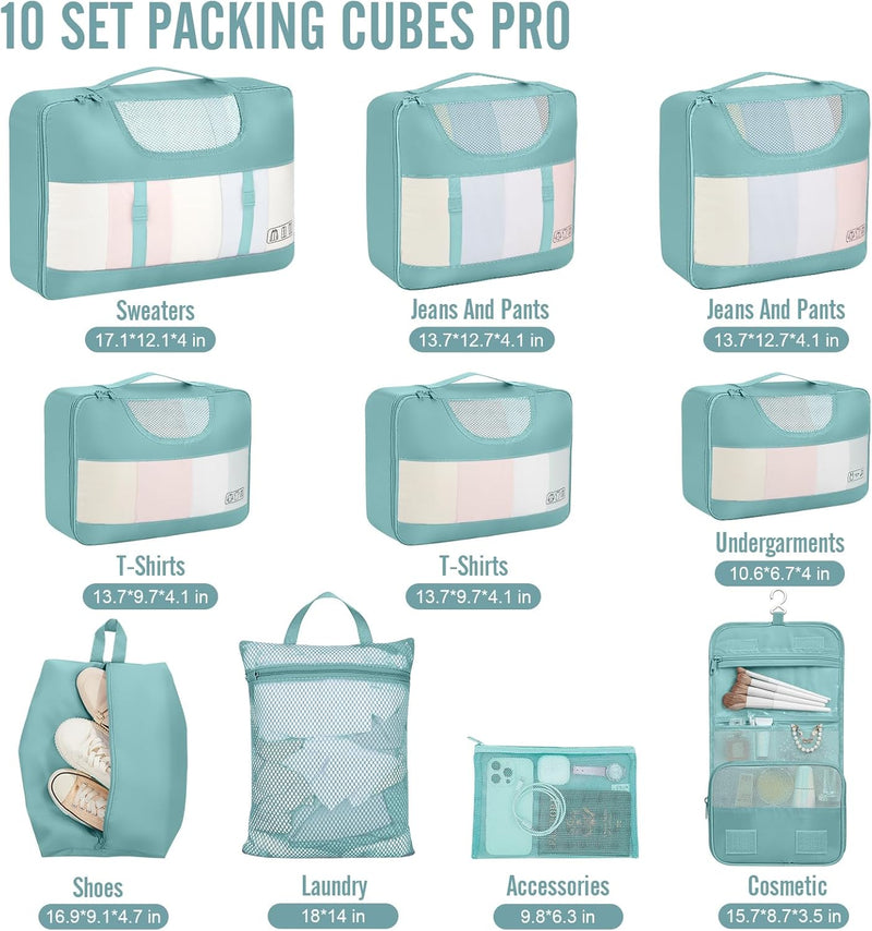 Veken | 10 Set | Packing Cube | Navy Gray-zoom-