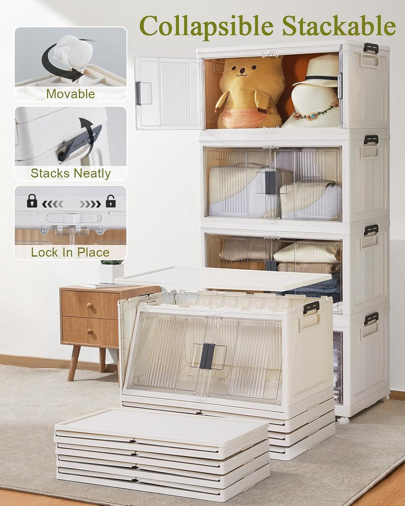 OlarHike | 97QT | Stackable Storage Bins | 5 Pack | Warm Gray-zoom-