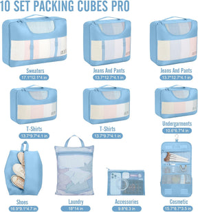 Veken | 10 Set | Packing Cube | Mist Blue - aborderproducts