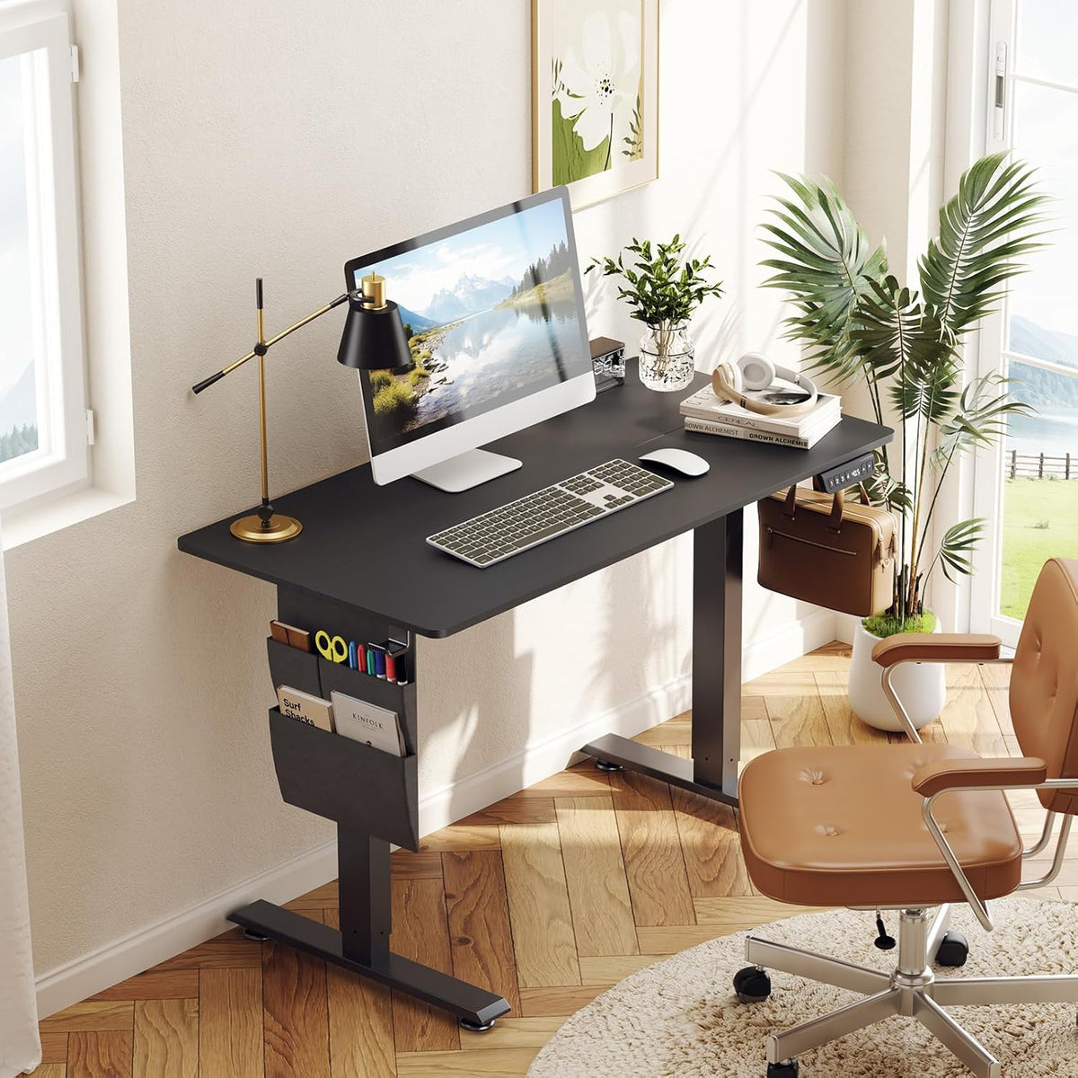 Veken | Standing Desk with Side Storage Pocket | 47.2 Inch | Black