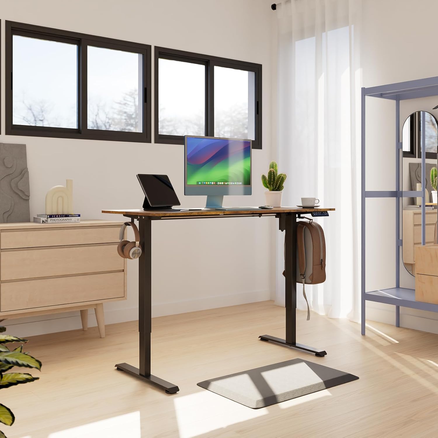 Veken | Electric Standing Desk | 55 Inch | Brown