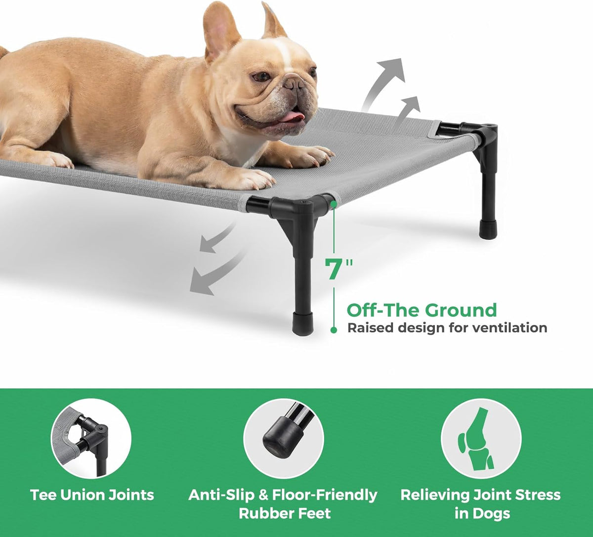 OhGeni | Elevated Dog Bed | 34 inches | Gray