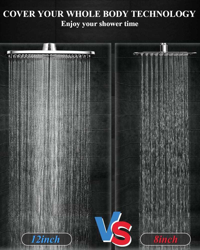 Veken Rain Shower Head,12 Inch Large Rainfall Showerhead-Chrome-zoom-
