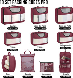 Veken | 10 Set | Packing Cube | Ruby Wine - aborderproducts