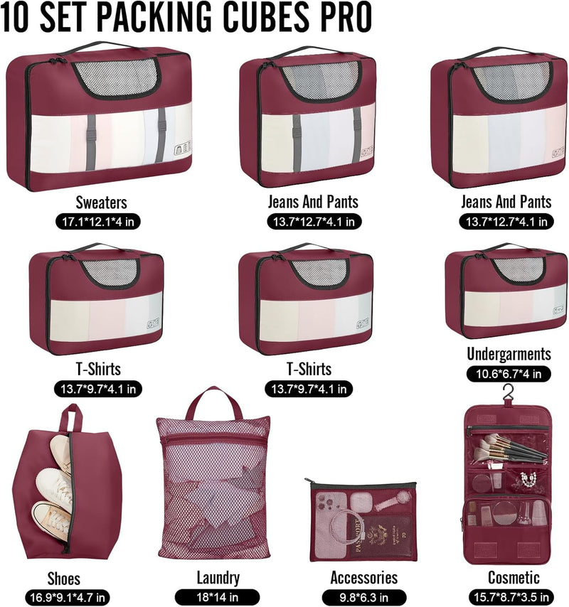 Veken | 10 Set | Packing Cube | Ruby Wine-zoom-