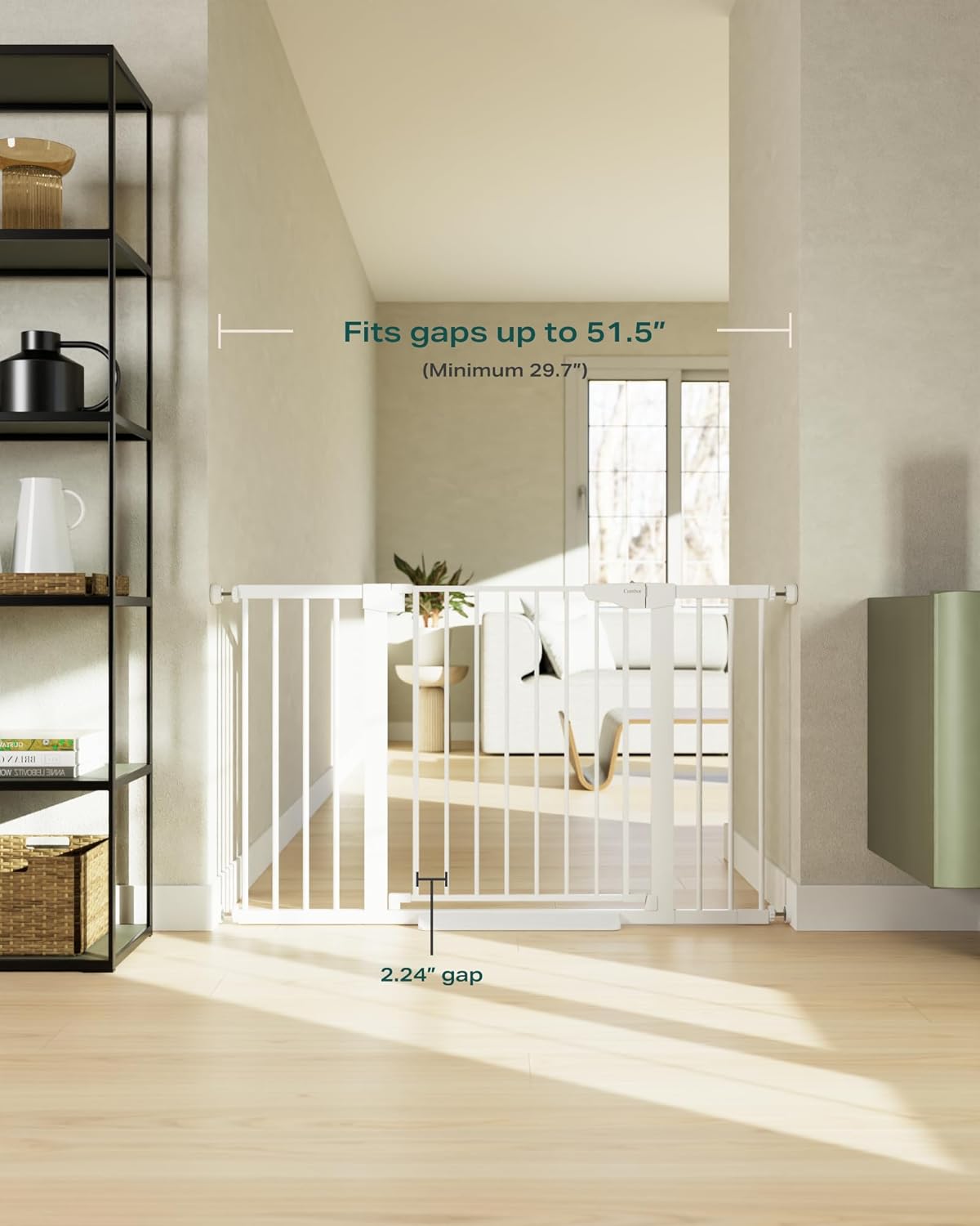 CUMBOR | SAFETY GATE | 29.7"-51.5"W x 36"H | WHITE - aborderproducts