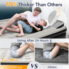 OhGeni | Air Mattress | Queen | 18 Raised  | Black - aborderproducts