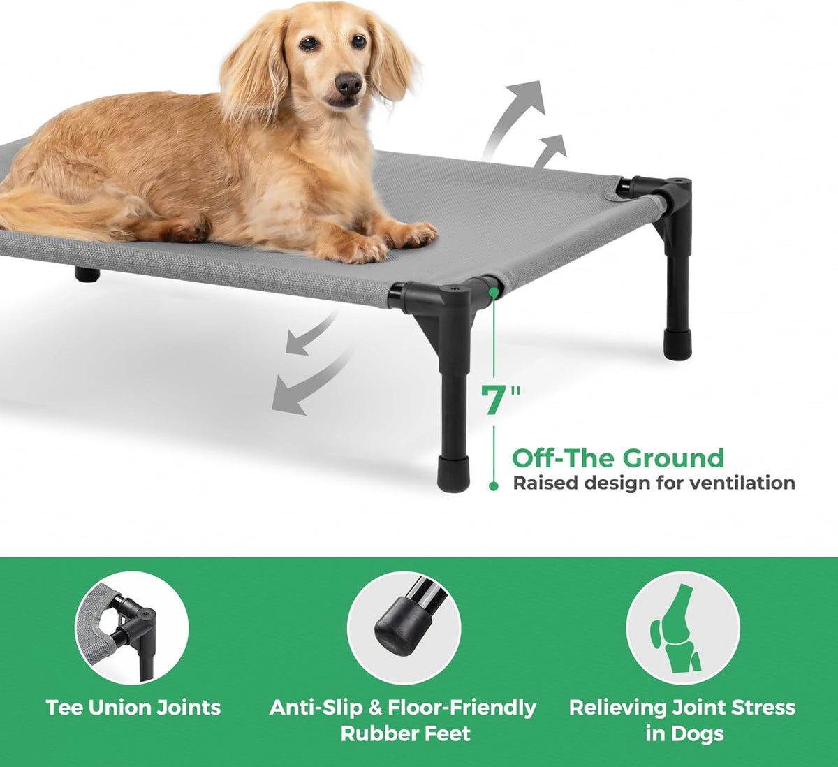 OhGeni | Elevated Dog Bed | 28inches | Gray