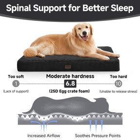 OhGeni | Flat Dog Bed | 41" | Black - aborderproducts