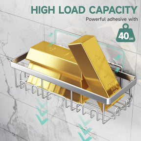 Veken Rustproof Shower Caddy 6-Pack, Ideal for Gift, Large Wall Mounted Rack, Bathroom Shelves Over Toilet, Organizer Storage Accessories with Soap Dish & Toothbrush Holder, Silver - aborderproducts