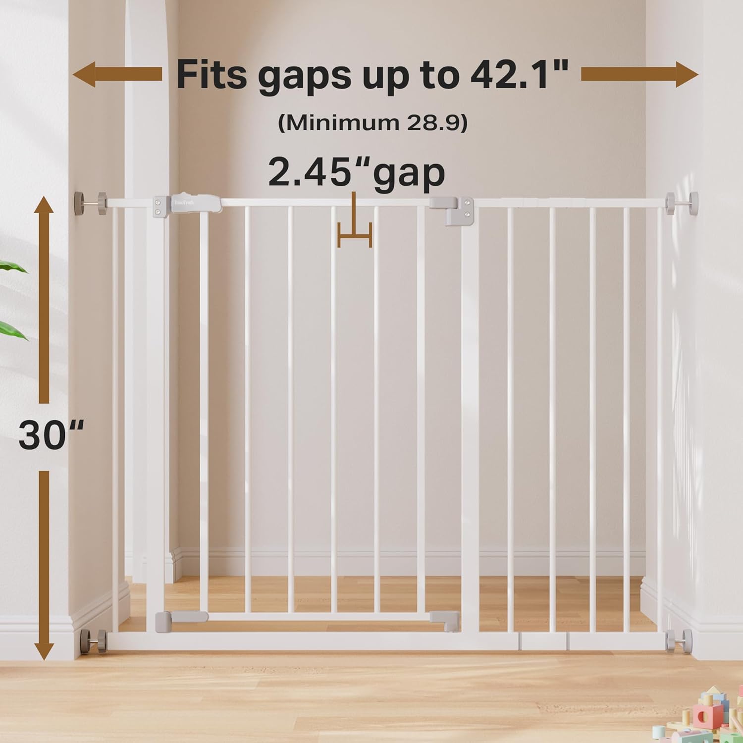 InnoTruth | Baby Gate | 28.9-42.1" | 30" Tall | White - aborderproducts