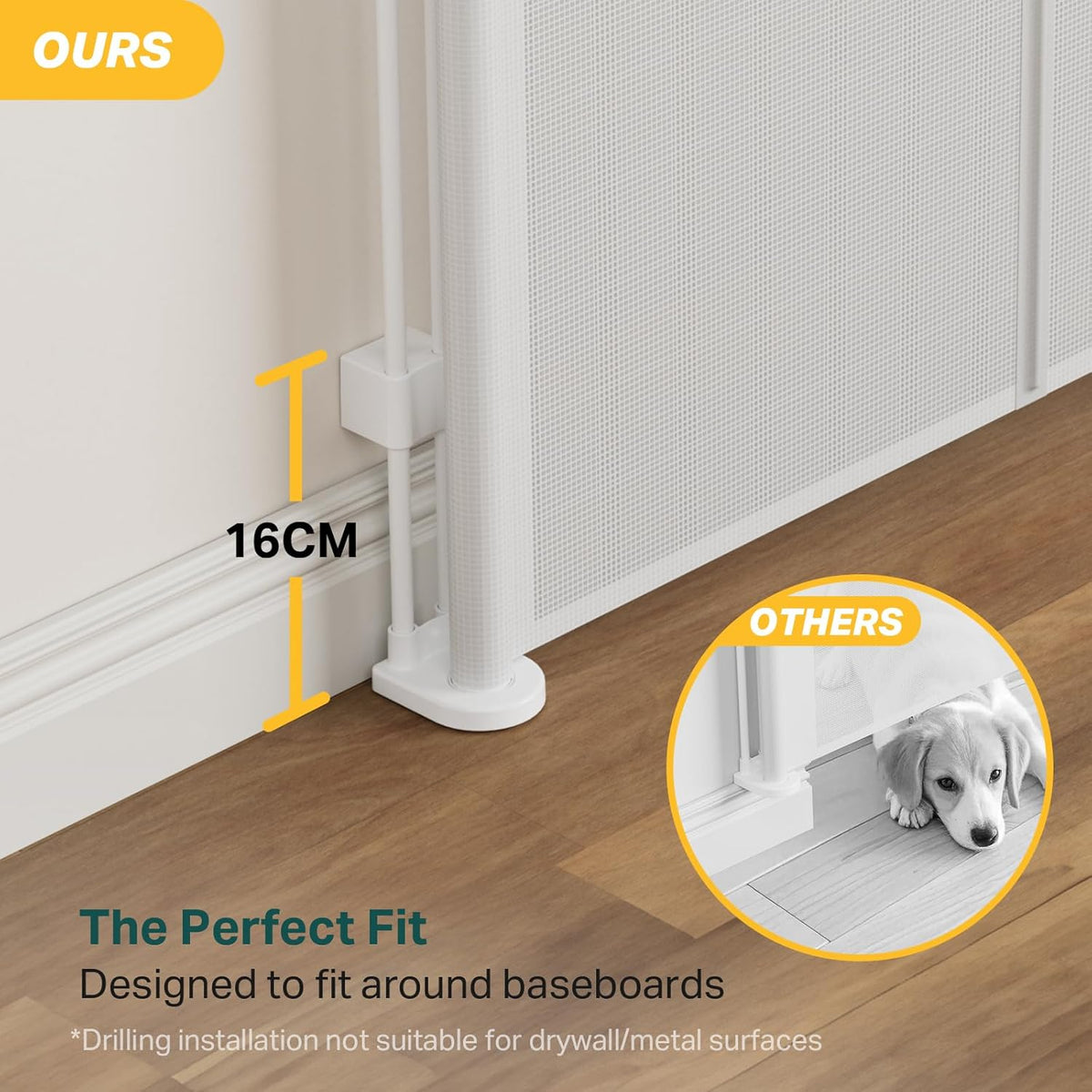 Cumbor | Retractable Baby Gate | 120" Wide, 34" Tall | White