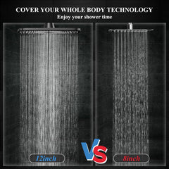 Veken Rain Shower Head,12 Inch Large Rainfall Showerhead-Matte Black - aborderproducts