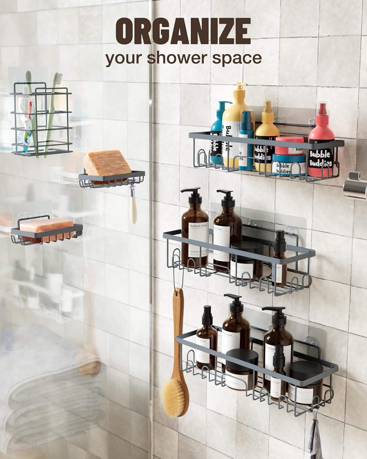 Veken | Shower Caddy | 6 Pack | Grey - aborderproducts