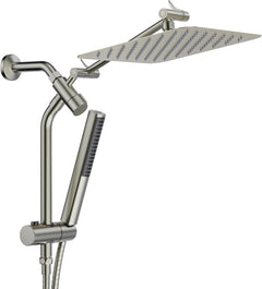 Veken | All Metal Shower Heads Combos | 10inch | Brushed Nickel - aborderproducts