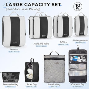 OlarHike |  Compression Packing Cubes | 10 Sets | Black