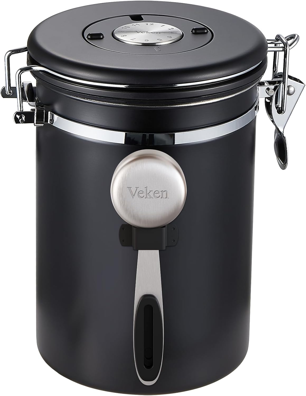 Veken | Coffee Canister | 39OZ | Stainless Steel | Black - aborderproducts