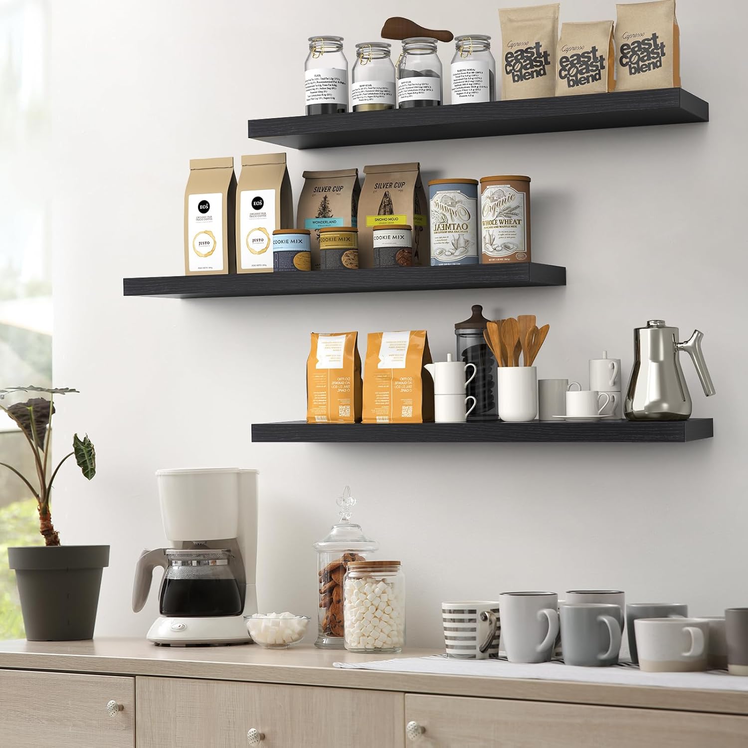 BAYKA | Floating Shelves | 36 inches | 3-Pack | Black - aborderproducts