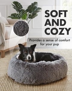 Calming Donut Bed for Dogs and Cats| Large (30 x 30 x 7 Inch)|Dark Gray|OhGeni - aborderproducts