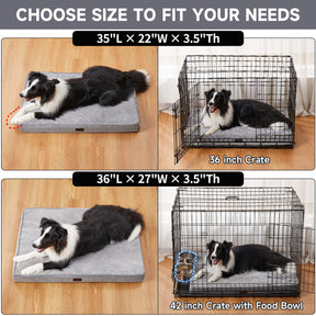 OhGeni Orthopedic Waterproof & Machine Washable Dog Bed for Medium Large Pets, Suitable for Crates, Cat Mat with 25D Egg Crate Foam, Non-Slip Bottom & Removable Cover, 35 Inches(Gray)