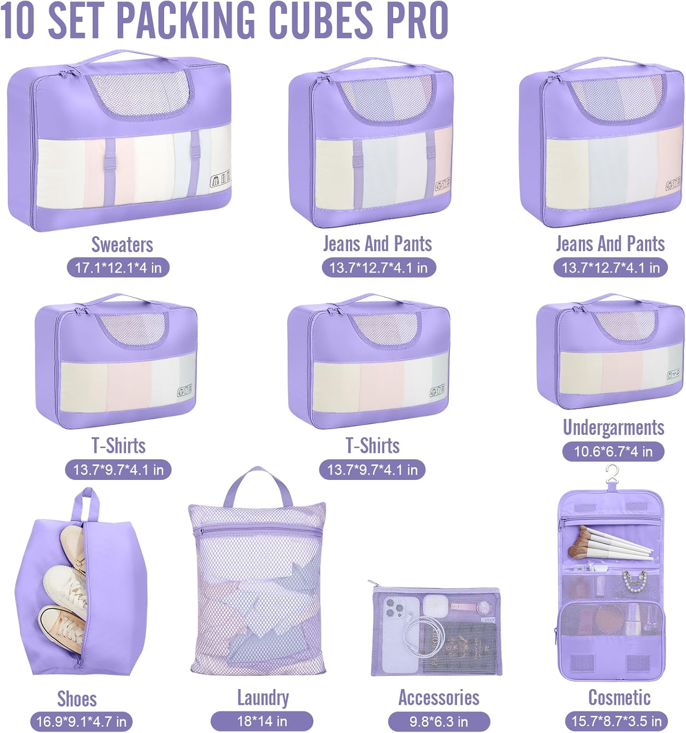 Veken | 10 Set | Packing Cube | Early Purple - aborderproducts