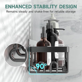 Veken Rustproof & Waterproof Shower Caddy 2-Pack, No Drilling Adhesive Shelves Rack with Soap Holder, Large Capacity Bathroom Organizers and Storage, Wall-Mounted Kitchen & Home Decor, Black - aborderproducts