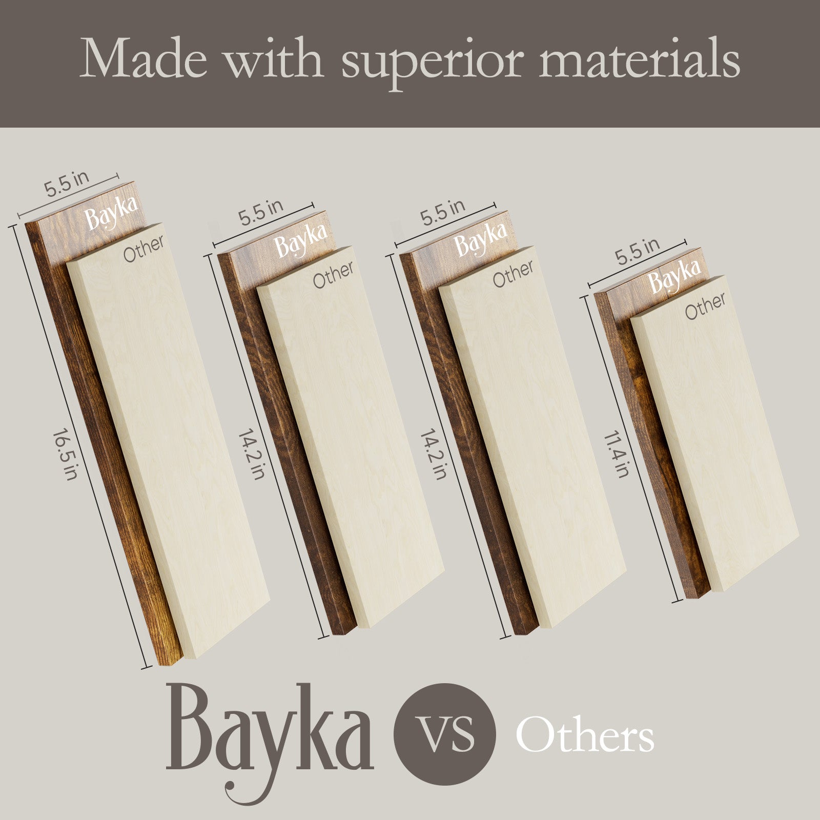 BAYKA | Floating Shelves | Set of 4 | Rustic Brown - aborderproducts