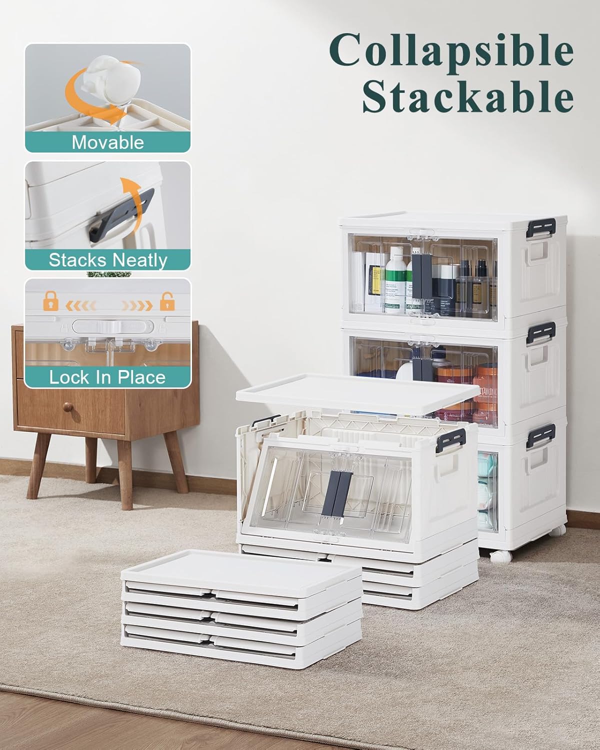 OlarHike | Stackable Storage Bin | 23QT | 3 Pack Cubes - aborderproducts