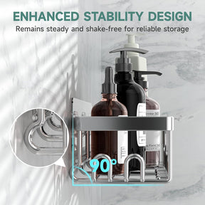 Veken Rustproof & Waterproof Shower Caddy 2-Pack, No Drilling Adhesive Shelves Rack with Soap Holder, Large Capacity Bathroom Organizers and Storage, Wall-Mounted Kitchen & Home Decor, Silver - aborderproducts